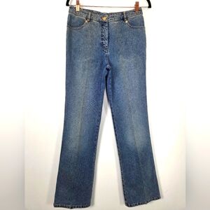 St. John Collection Marie Gray Medium Wash Flat Front Straight Leg Blue Jean 6